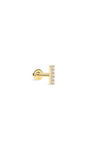 14K solid gold bar piercing stud with five clear cubic zirconia stones and flat back.