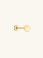 14K Solid Gold 3.5MM Flat Disc Threaded Ear Piercing Stud with internally threaded flatback post.