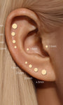 Kosiner 14K Solid Gold Flat Disc Threaded Ear Piercing Stud