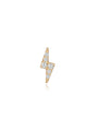 14K solid gold lightning bolt stud with cubic zirconia, flat back labret piercing, product appearance.