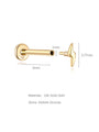 14K gold lightning bolt stud, 1mm gauge, 3.77mm height, 8mm post. 14K gold, AAAAA Zirconia, flat back.