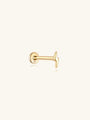 14K solid gold lightning bolt ear piercing stud with flat back post.
