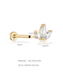 14K solid gold trio marquise ear stud with AAAAA cubic zirconia, showing dimensions 8mm post, 5.9mm design.