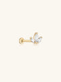 14K solid gold trio marquise ear piercing stud with clear cubic zirconia stones for product appearance page.