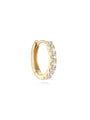 14K solid gold hoop earring with sparkling cubic zirconia, 8.1mm inner diameter. Waterproof, hypoallergenic.