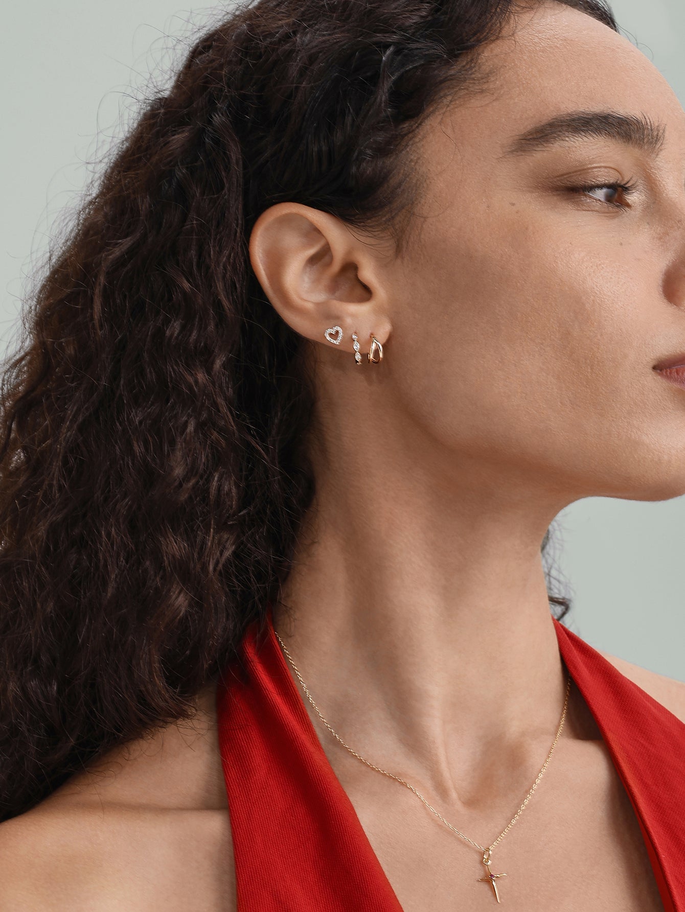 14K massief gouden dubbele glanzende Durface Huggies oorbel