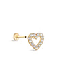 kosiner jewelry 14K Solid Gold Love Zircon Ear Piercing Stud
