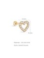 kosiner jewelry 14K Solid Gold Love Zircon Ear Piercing Stud