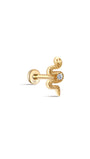 kosiner jewelry 14K Solid Gold Snake - Shaped Zircon Ear Piercing Stud