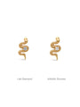 kosiner jewelry 14K Solid Gold Snake - Shaped Zircon Ear Piercing Stud