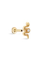 kosiner jewelry 14K Solid Gold Snake - Shaped Zircon Ear Piercing Stud