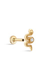 Kosiner Jewelry Ohrpiercing-Ohrstecker aus 14-karätigem Massivgold mit Zirkon in Schlangenform