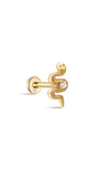 gioielli kosiner Anello per piercing all'orecchio in oro massiccio 14 carati con zirconi a forma di serpente