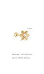 Kosiner Schmuck 14K Massivgold Blume Doppelseitiger Ohrpiercing-Ohrstecker