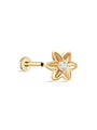 kosiner jewelry 14K Solid Gold Flower Double Sided Ear Piercing Stud