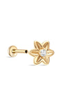Kosiner Schmuck 14K Massivgold Blume Doppelseitiger Ohrpiercing-Ohrstecker