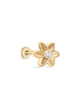 kosiner jewelry 14K Solid Gold Flower Double Sided Ear Piercing Stud