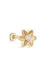 Kosiner Schmuck 14K Massivgold Blume Doppelseitiger Ohrpiercing-Ohrstecker