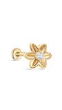kosiner jewelry 14K Solid Gold Flower Double Sided Ear Piercing Stud