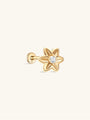 kosiner jewelry 14K Solid Gold Flower Double Sided Ear Piercing Stud