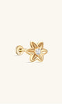 Kosiner Schmuck 14K Massivgold Blume Doppelseitiger Ohrpiercing-Ohrstecker