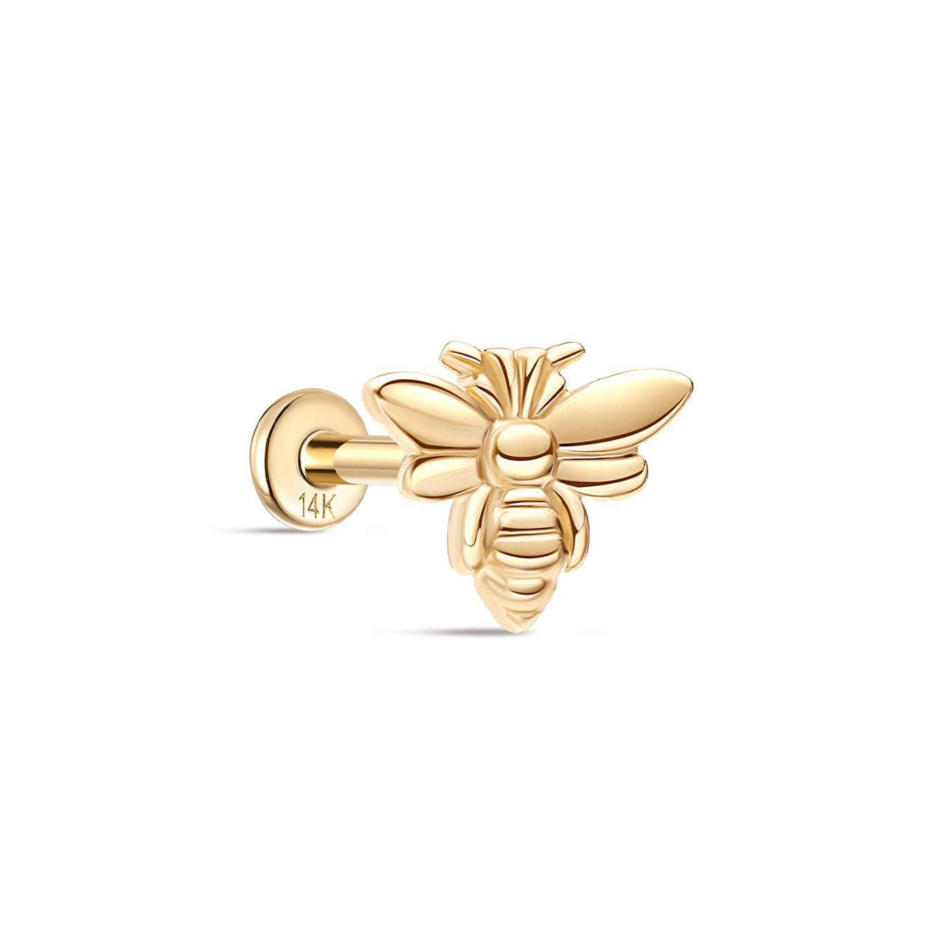 kosiner jewelry 14K Solid Gold Flying Bee Ear Piercing Stud