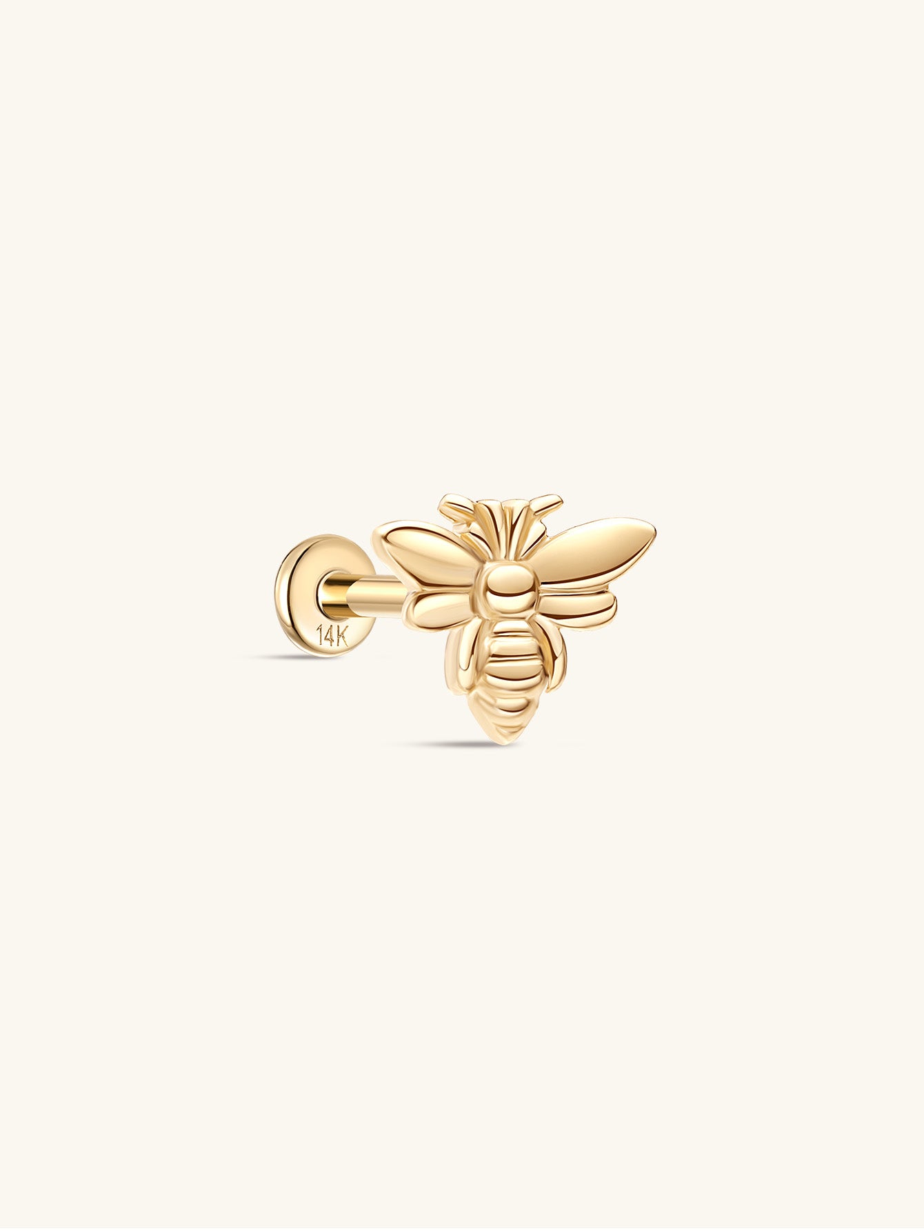 kosiner jewelry 14K Solid Gold Flying Bee Ear Piercing Stud