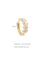 14K Solid Gold Fishbone Leaf Zircon Hoop Earring - Kosinerjewelry-5