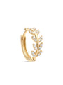 14K Solid Gold Fishbone Leaf Zircon Hoop Earring - Kosinerjewelry-3