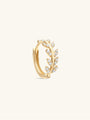14K Solid Gold Fishbone Leaf Zircon Hoop Earring - Kosinerjewelry-1