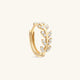 14K Solid Gold Fishbone Leaf Zircon Hoop Earring
