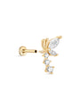 kosiner jewelry 14K Solid Gold Flying Butterfly Ear Piercing Stud