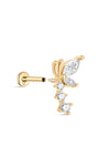 Kosiner Schmuck 14K Massivgold Fliegender Schmetterling Ohrpiercing Ohrstecker