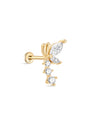 kosiner jewelry 14K Solid Gold Flying Butterfly Ear Piercing Stud