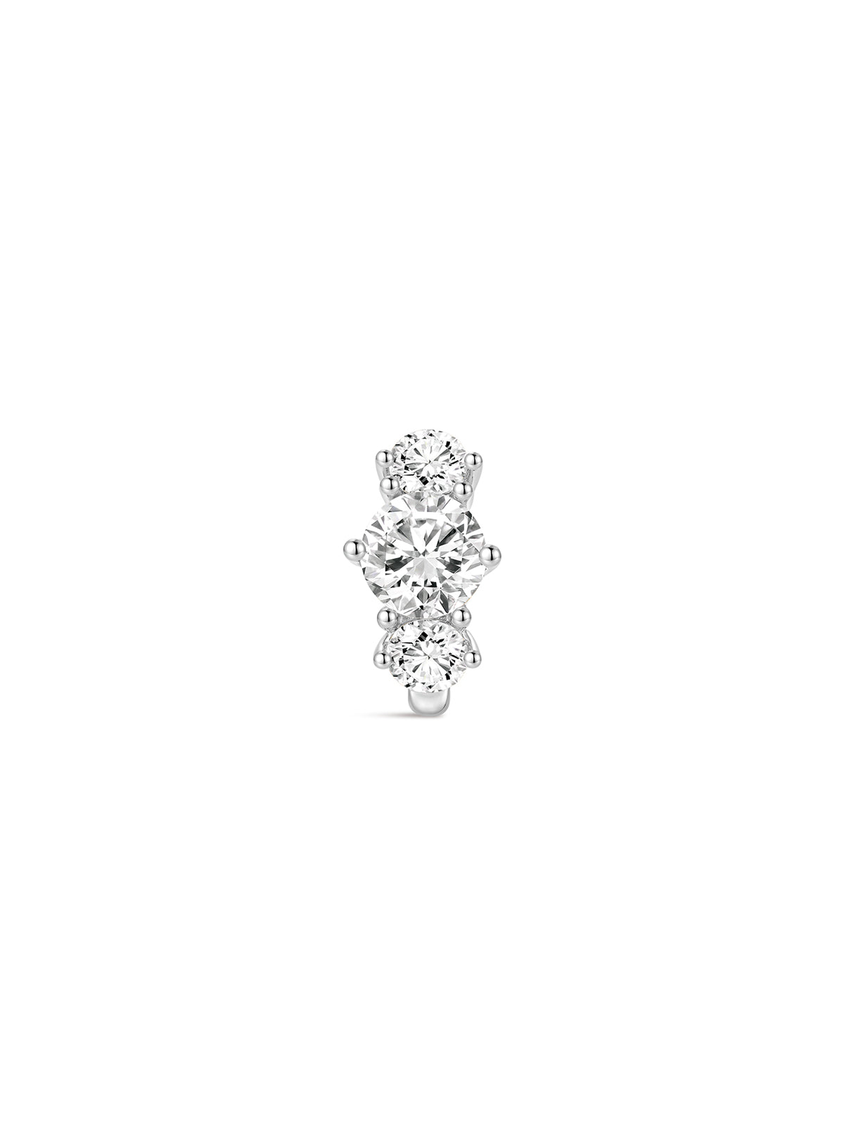 kosiner jewelry 14K Solid Gold Simple Tri - Zircon Hoop Earring