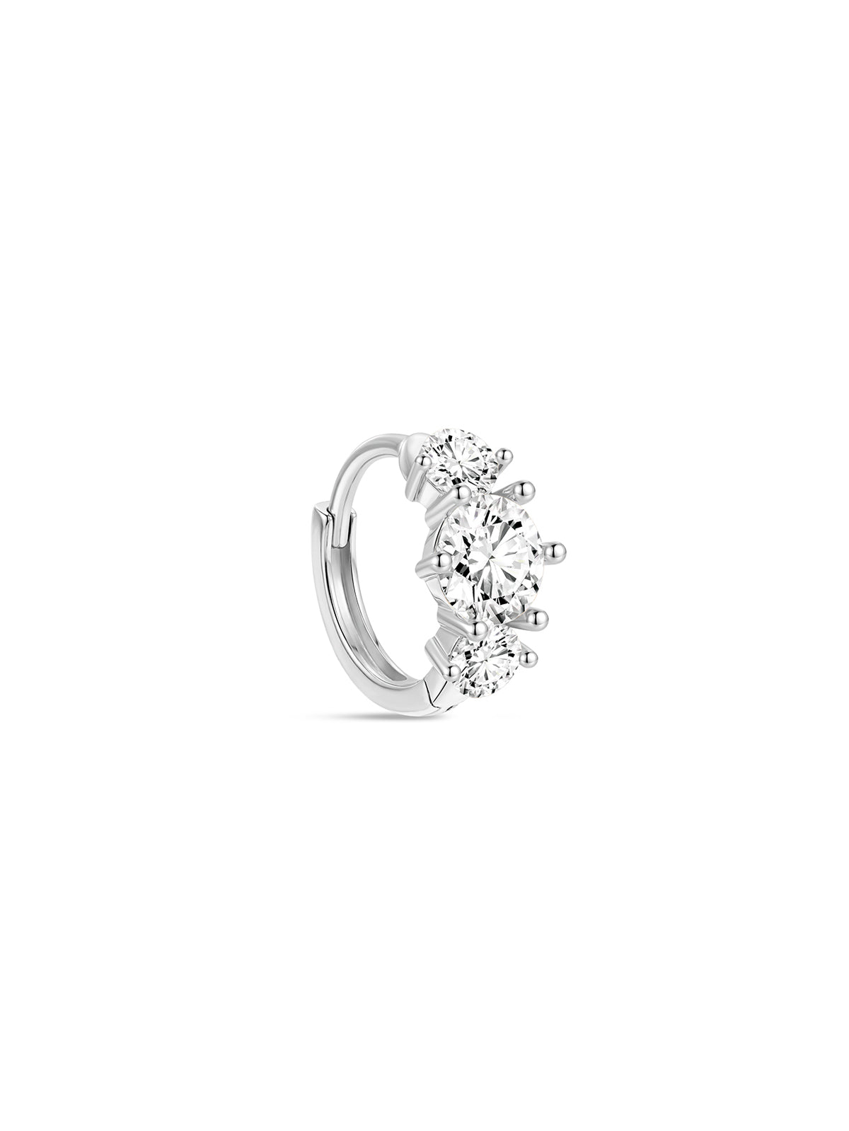 kosiner jewelry 14K Solid Gold Simple Tri - Zircon Hoop Earring