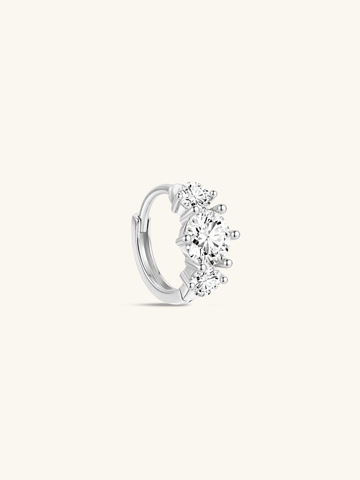 kosiner jewelry 14K Solid Gold Simple Tri - Zircon Hoop Earring