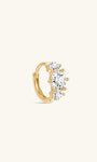 kosiner jewelry 14K Solid Gold Simple Tri - Zircon Hoop Earring