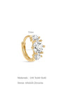 kosiner jewelry 14K Solid Gold Simple Tri - Zircon Hoop Earring