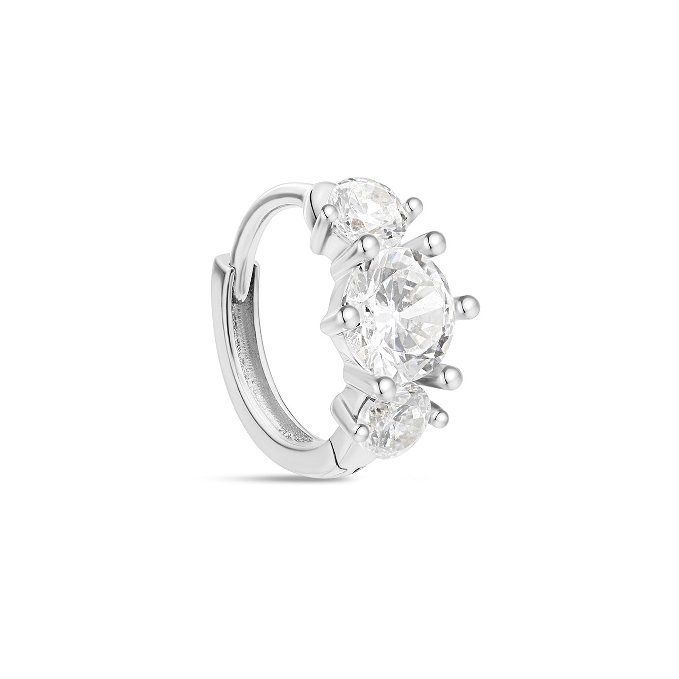 Kosiner Jewelry Pendiente de aro simple de oro macizo de 14 quilates con circonita