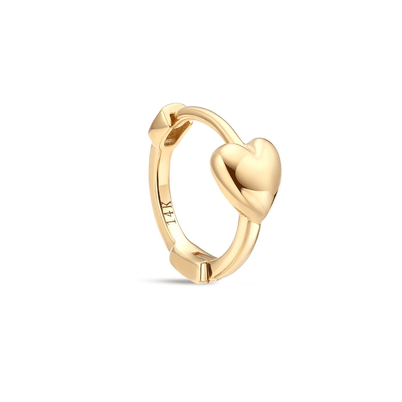 kosiner jewelry 14K Solid Gold Heart Glossy Hoop Earring
