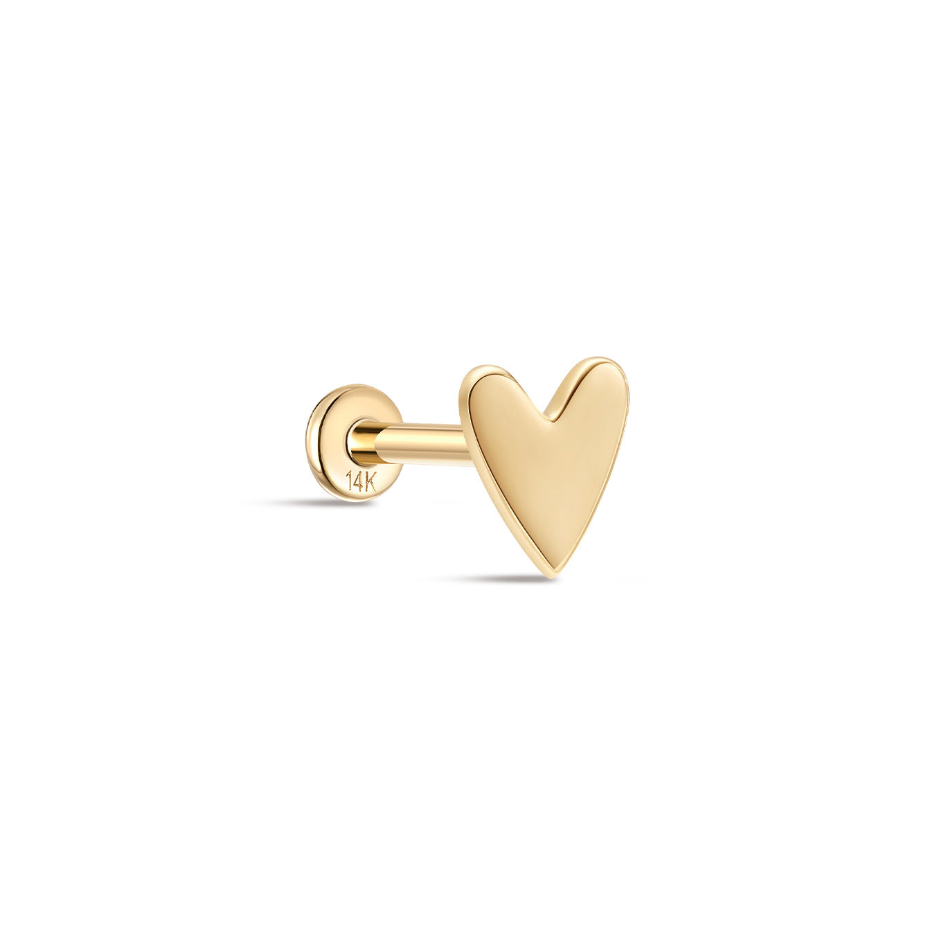 kosiner jewelry 14K Solid Gold Heart Glossy Simple Ear Piercing Stud