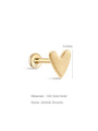 kosiner jewelry 14K Solid Gold Heart Glossy Simple Ear Piercing Stud