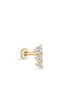 kosiner jewelry 14K Solid Gold Single Row Zircon thread Ear Piercing Stud