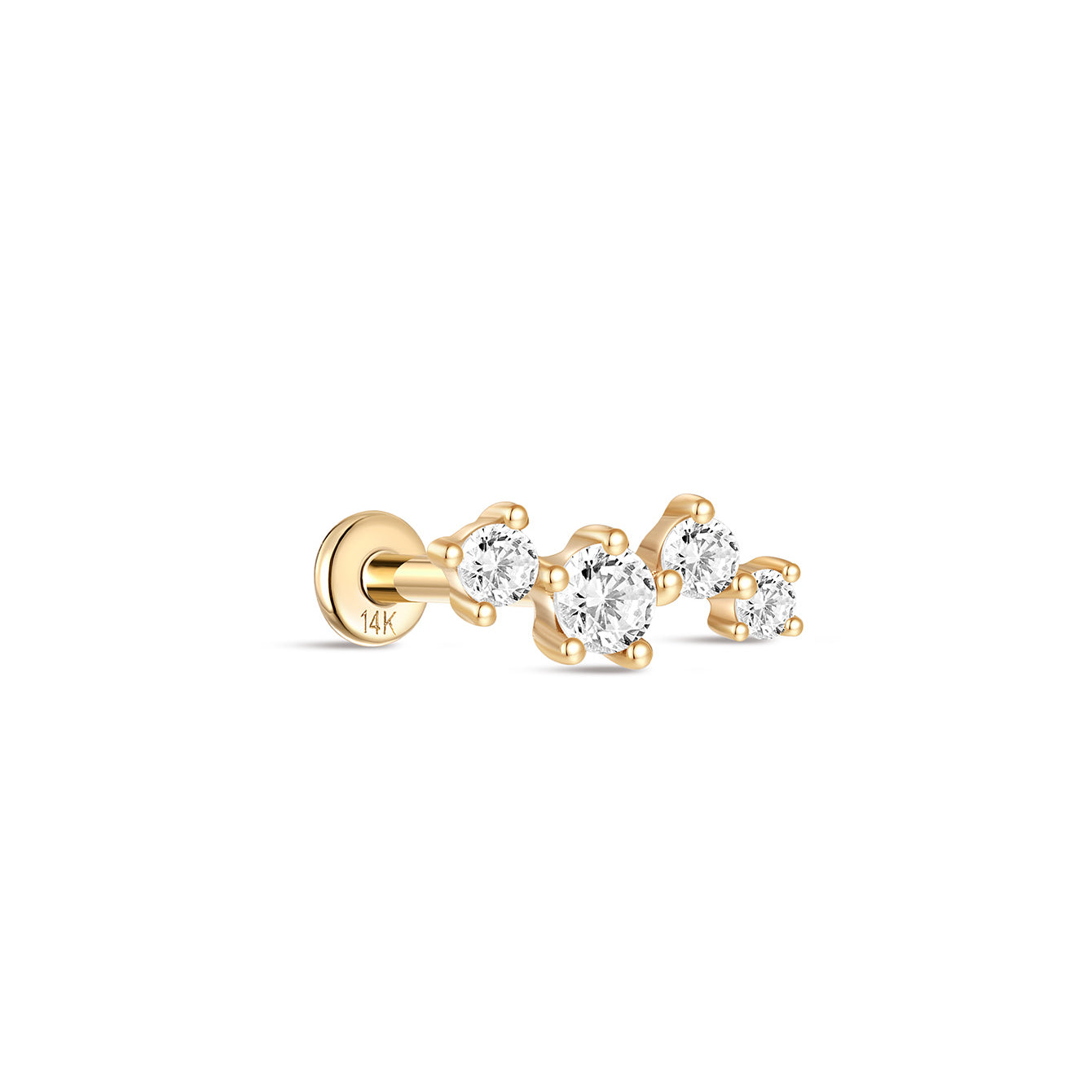 gioielli kosiner Stud per piercing all'orecchio in oro massiccio 14 carati con costellazione lucida