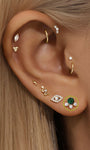 kosiner jewelry 14K Solid Gold Classic Malachite Ear Piercing Stud