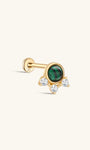 kosiner jewelry 14K Solid Gold Classic Malachite Ear Piercing Stud