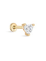 kosiner jewelry 14K Solid Gold Love Heart Zircon Ear Piercing Stud