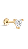 kosiner jewelry 14K Solid Gold Love Heart Zircon Ear Piercing Stud