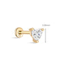 kosiner jewelry 14K Solid Gold Love Heart Zircon Ear Piercing Stud